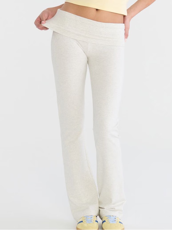 Nwt Aeropostale Mid-Rise Fold-Over Bootcut Leggings Heather Grey Sz Xl